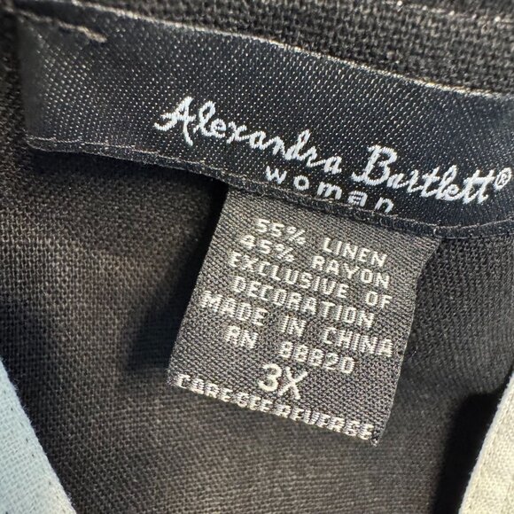 Alexandra Bartlett Womans Linen Tunic Top Size 3X Beaded Oversized Lagenlook - Picture 4 of 7